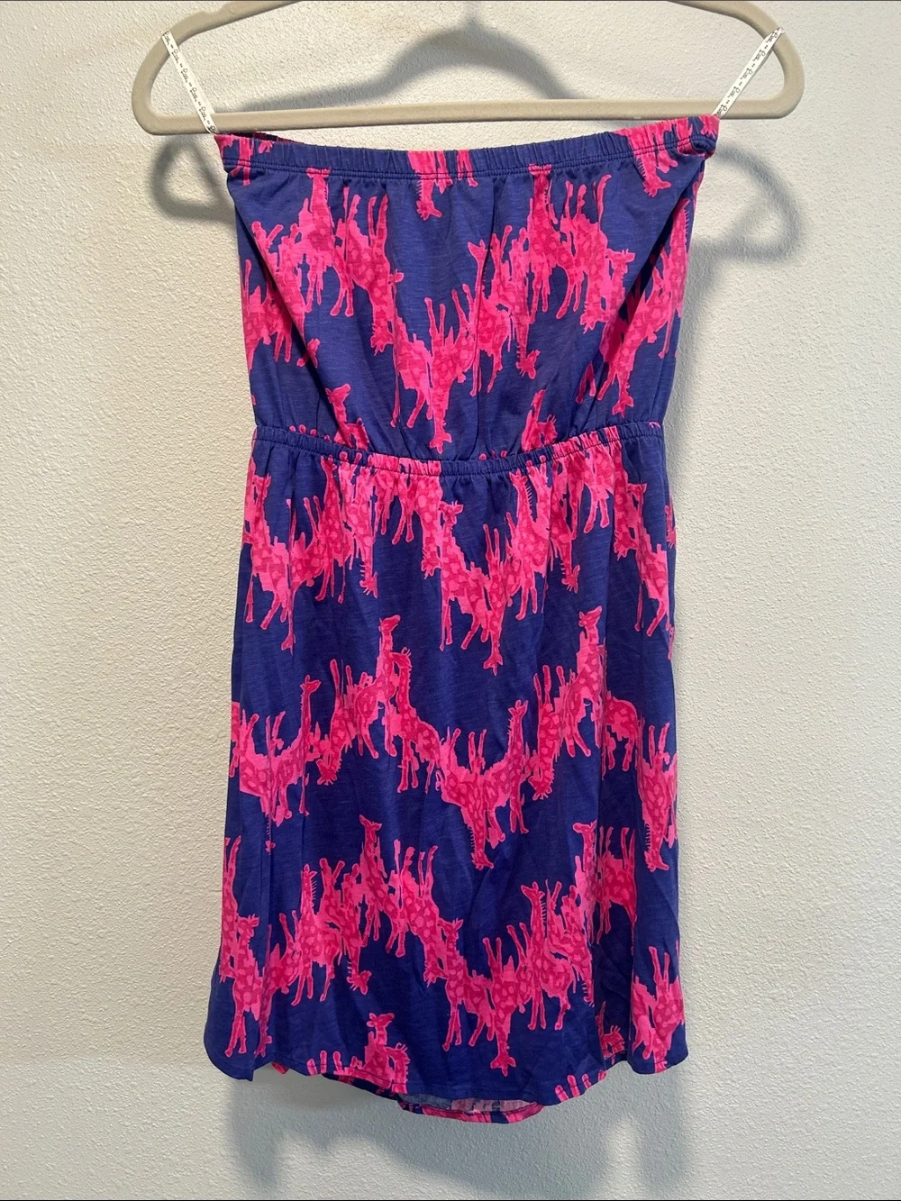 Lilly Pulitzer Blue Dress with Hot Pink Floral-Abstract Print - Picture 3 of 4